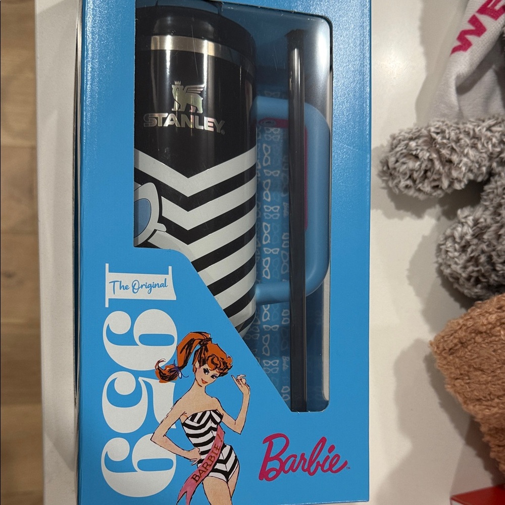 Stanley Black and White Chevron Tumbler with Barbie Design